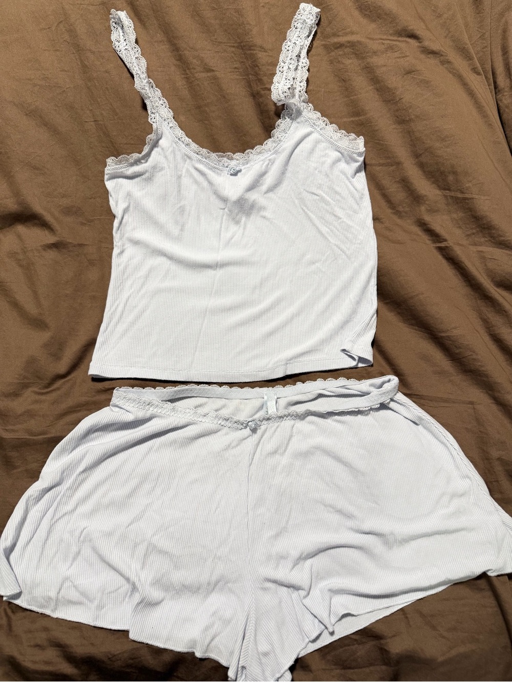 SKIMS White Lace-Trim Cami & Shorts Sleep Set - Women